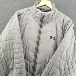 Under Armour ColdGear Reactor Jacket Mens XL Grey Storm Quilted Puffer 1303058